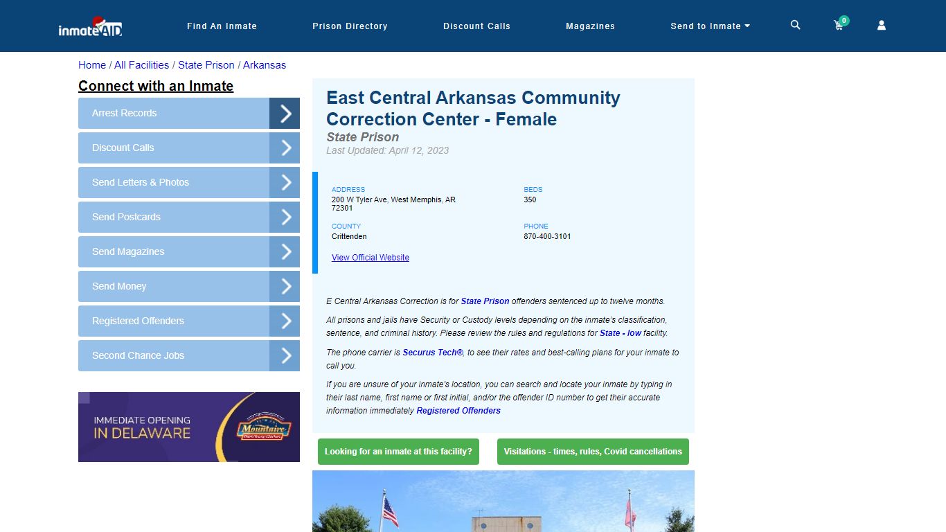 East Central Arkansas Community Correction - Female Inmate Search